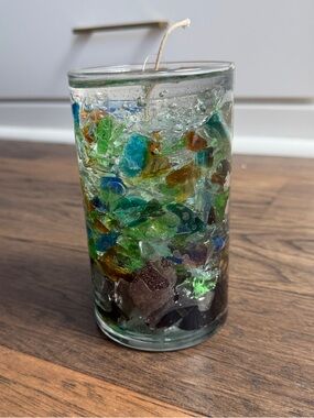 Handmade Multicolor Sea Glass Gel Candle